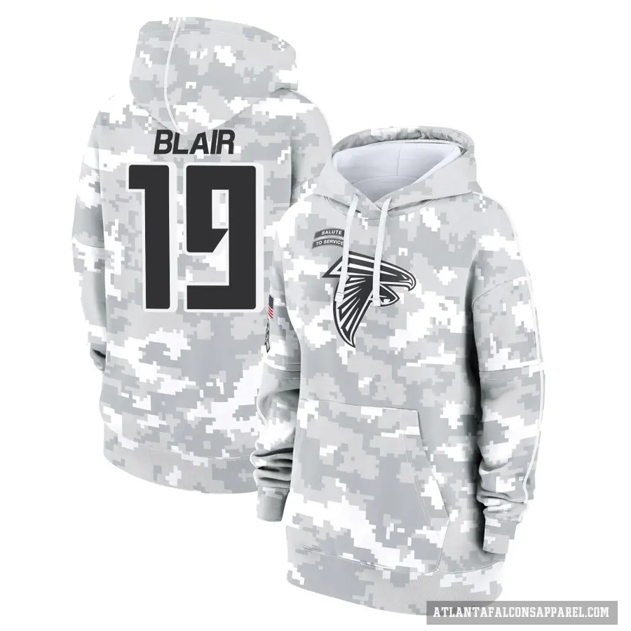 Women's ＃19 Chris Blair Atlanta Falcons Arctic Camo 2024 Salute to Service Club Fleece Pullover Hoodie