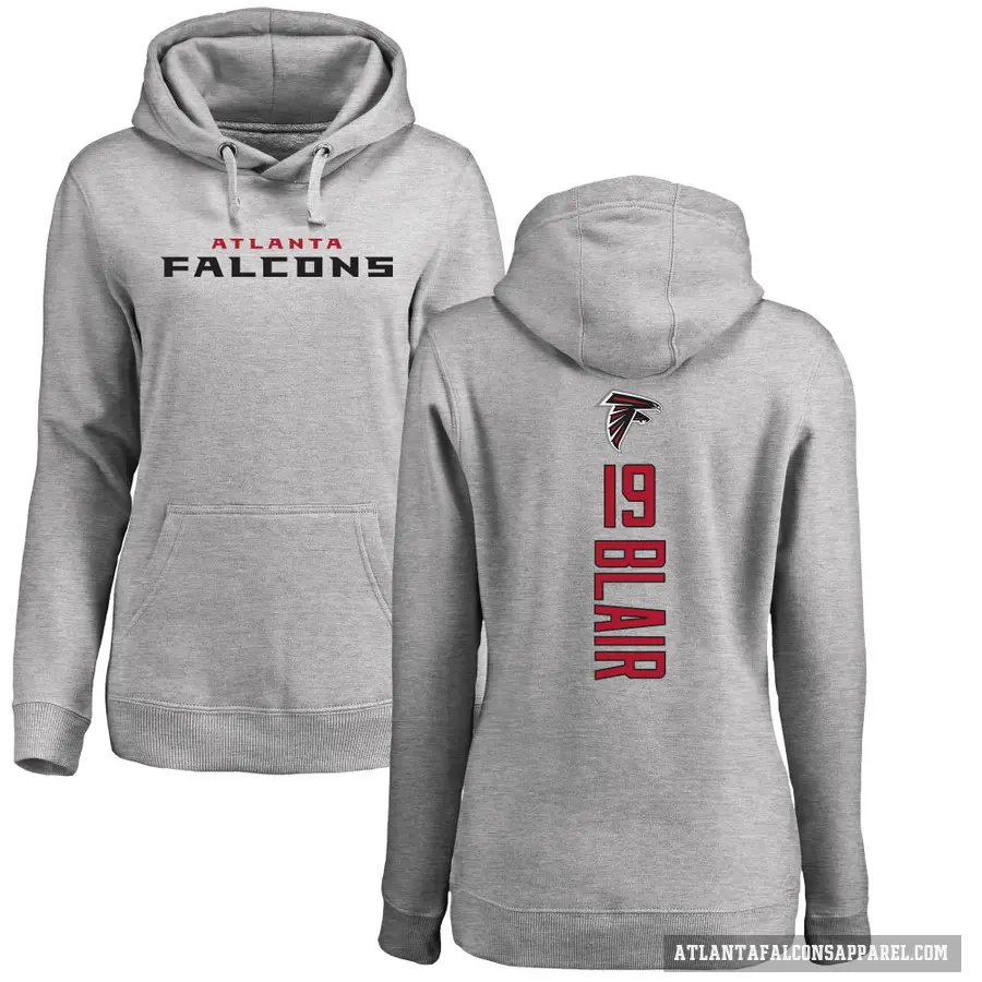 Women's ＃19 Chris Blair Atlanta Falcons Pro Line Ash Backer Pullover Hoodie