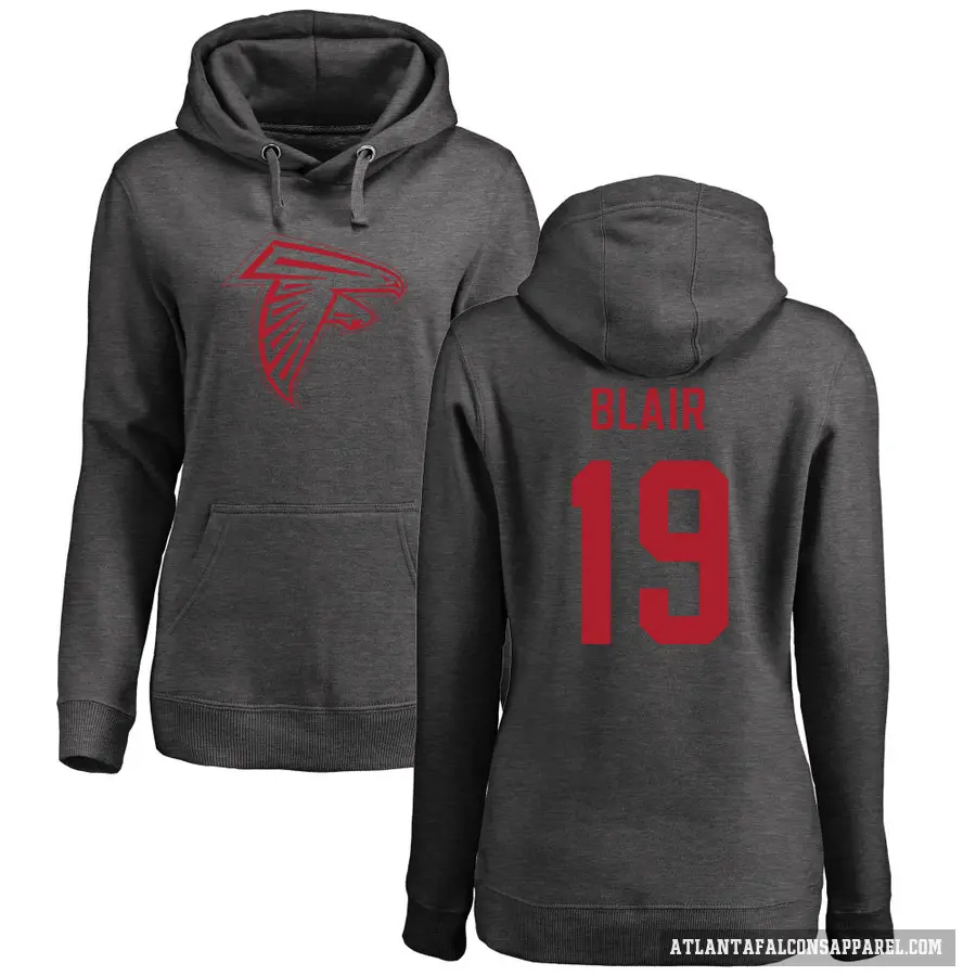 Women's ＃19 Chris Blair Atlanta Falcons Pro Line by Branded Ash One Color Pullover Hoodie