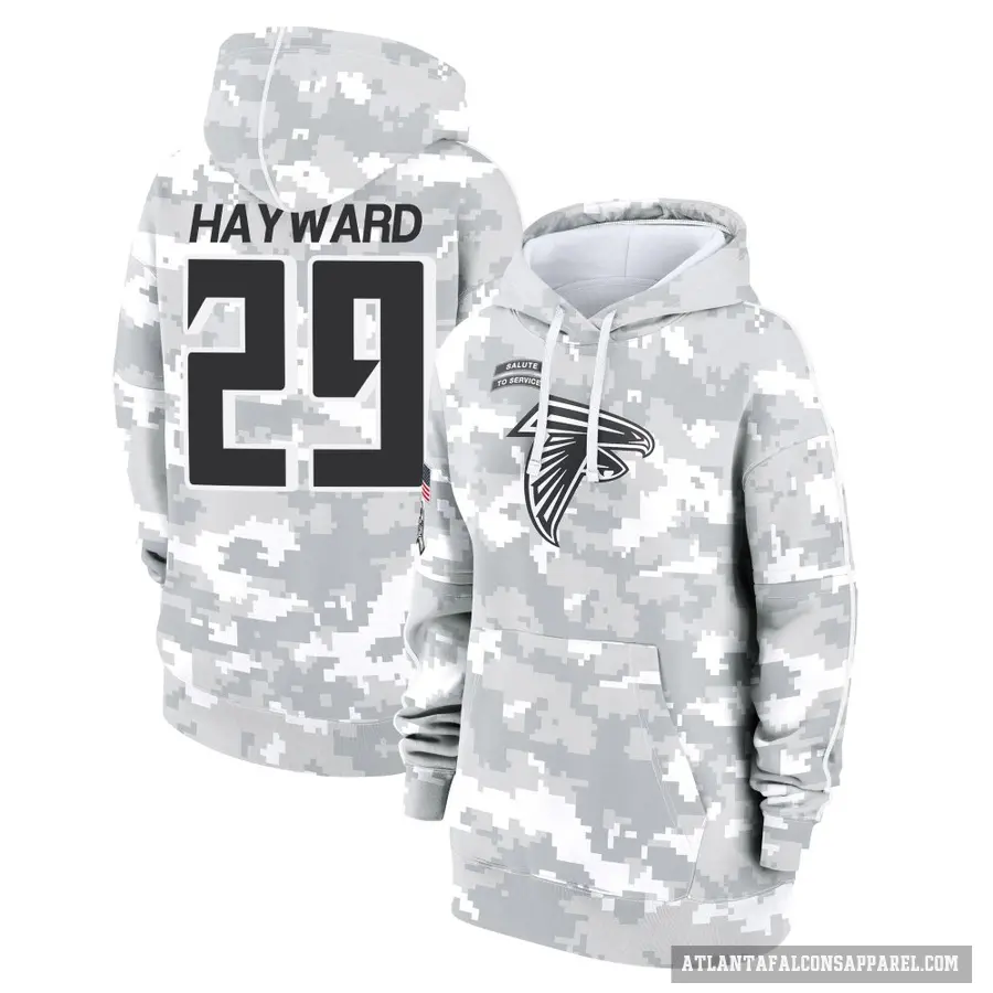 Women's ＃29 Casey Hayward Atlanta Falcons Arctic Camo 2024 Salute to Service Club Fleece Pullover Hoodie