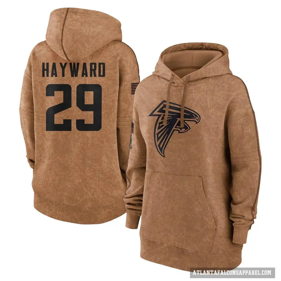 Women's ＃29 Casey Hayward Atlanta Falcons Brown 2023 Salute To Service Pullover Hoodie