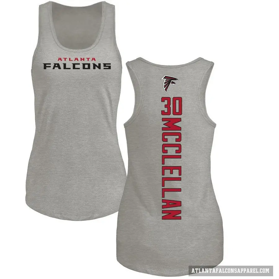 Women's ＃30 Jase McClellan Atlanta Falcons Ash Backer Tank Top