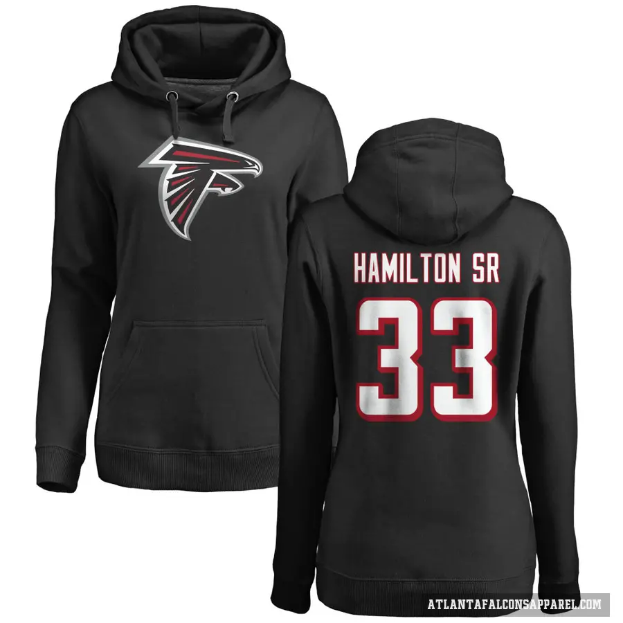 Women's ＃33 Antonio Hamilton Sr. Atlanta Falcons Black Pro Line Logo Pullover Hoodie