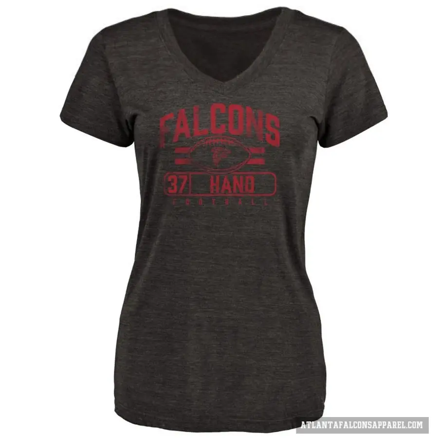 Women's ＃37 Harrison Hand Atlanta Falcons Black Flanker T-Shirt