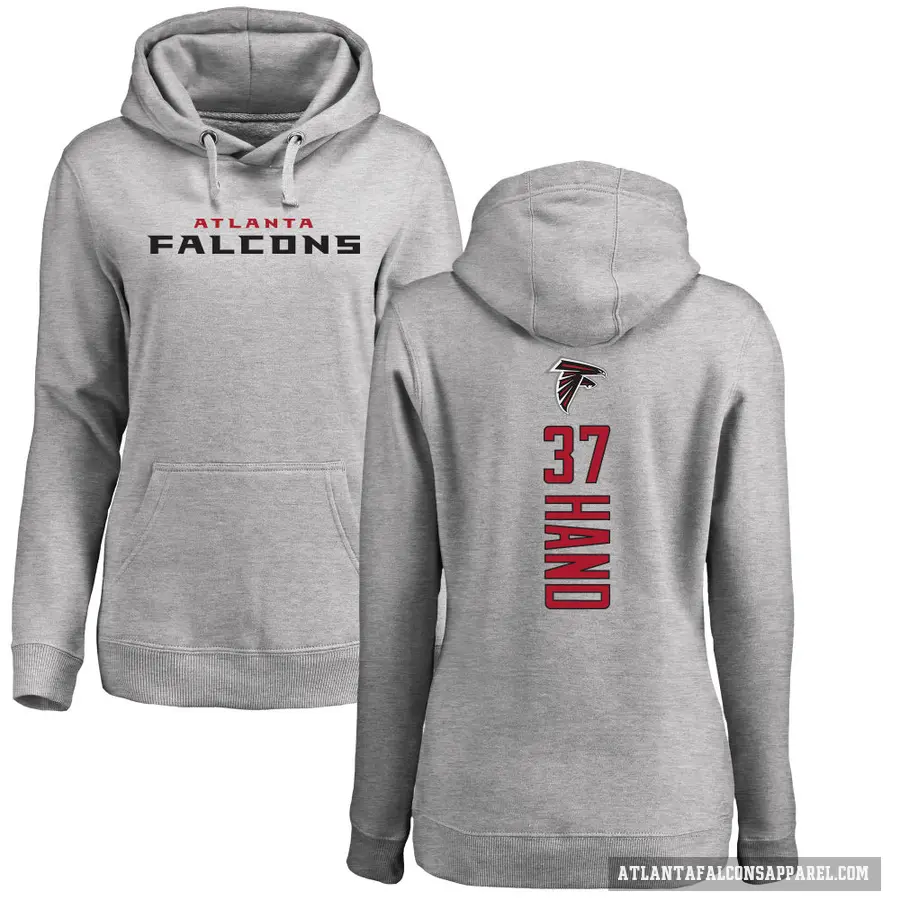 Women's ＃37 Harrison Hand Atlanta Falcons Pro Line Ash Backer Pullover Hoodie