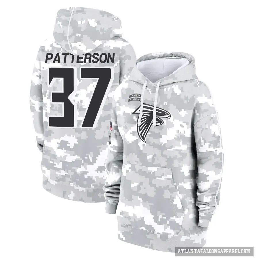 Women's ＃37 Riley Patterson Atlanta Falcons Arctic Camo 2024 Salute to Service Club Fleece Pullover Hoodie