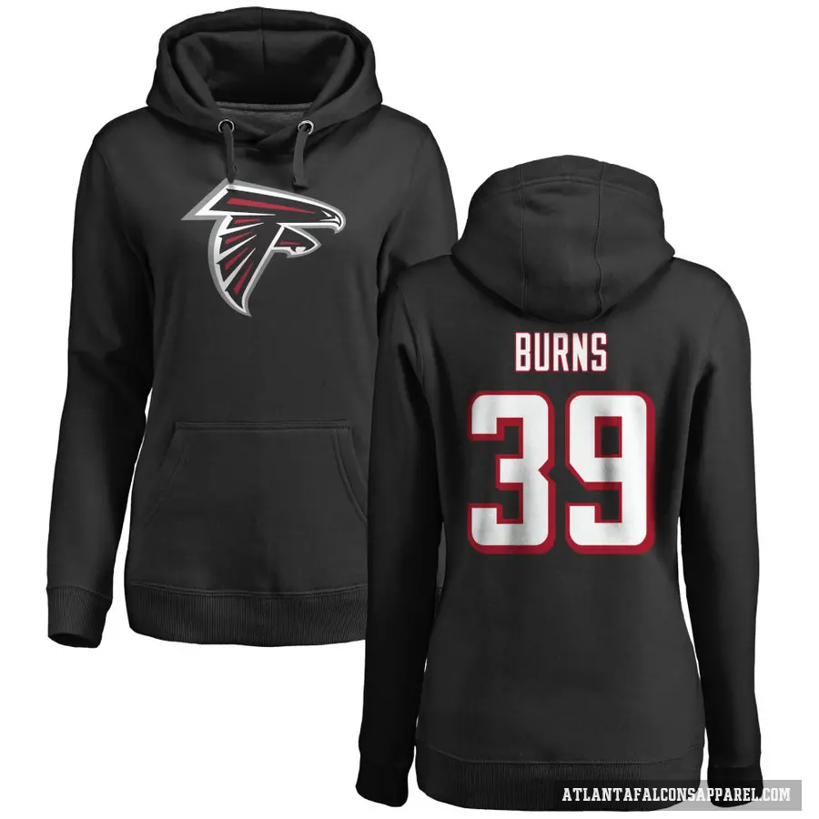 Women's ＃39 Robert Burns Atlanta Falcons Black Pro Line Logo Pullover Hoodie