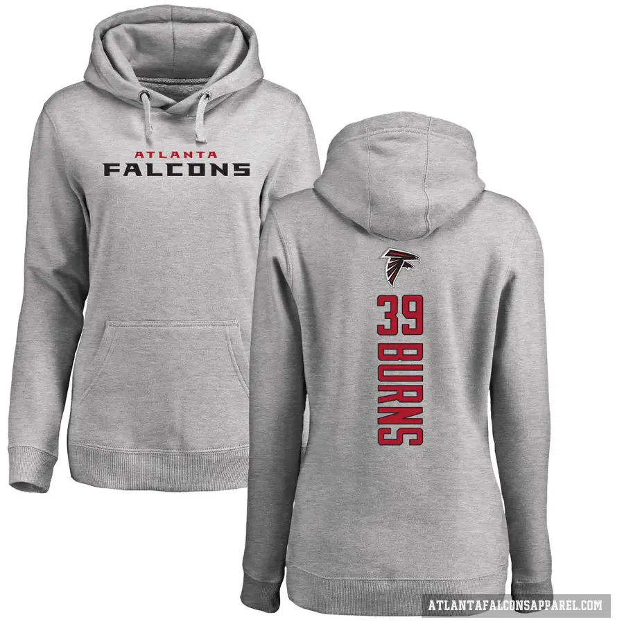 Women's ＃39 Robert Burns Atlanta Falcons Pro Line Ash Backer Pullover Hoodie