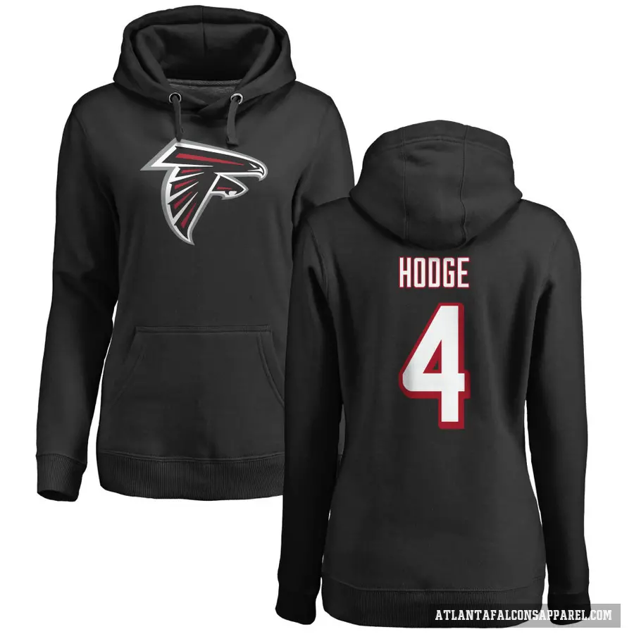 Women's ＃4 KhaDarel Hodge Atlanta Falcons Black Pro Line Logo Pullover Hoodie