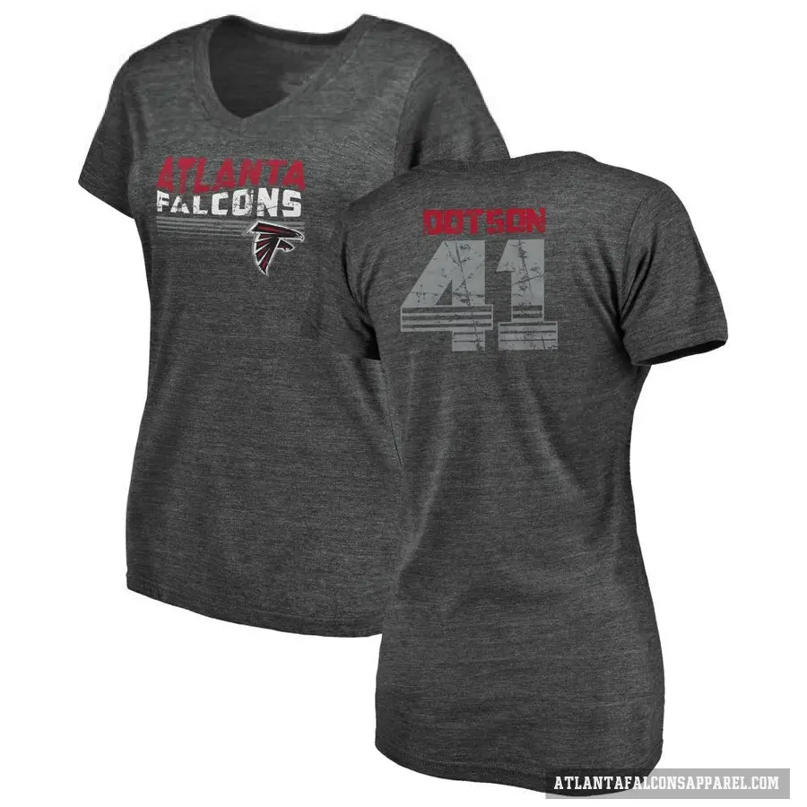 Women's ＃41 Elijah Dotson Atlanta Falcons Black Retro V-Neck T-Shirt