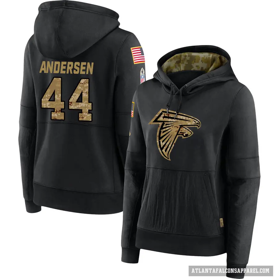 Women's ＃44 Troy Andersen Atlanta Falcons Black 2020 Salute to Service Sideline Performance Pullover Hoodie