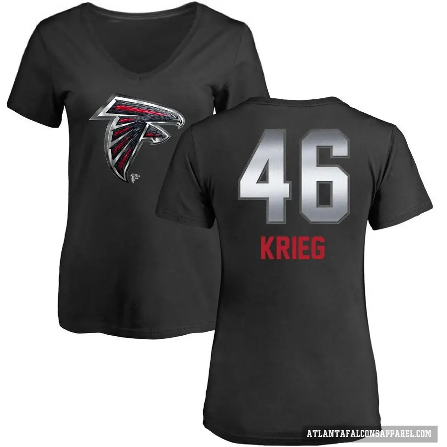 Women's ＃46 Lenny Krieg Atlanta Falcons Black Midnight Mascot T-Shirt