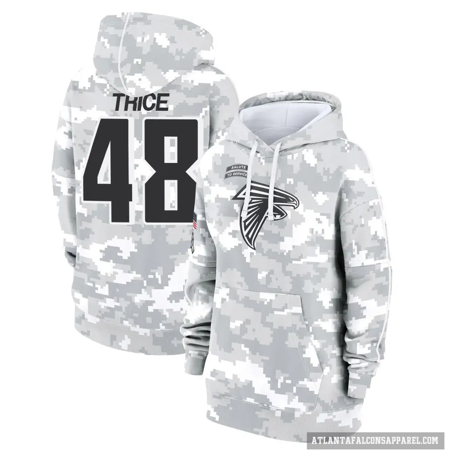 Women's ＃48 Bralen Trice Atlanta Falcons Arctic Camo 2024 Salute to Service Club Fleece Pullover Hoodie