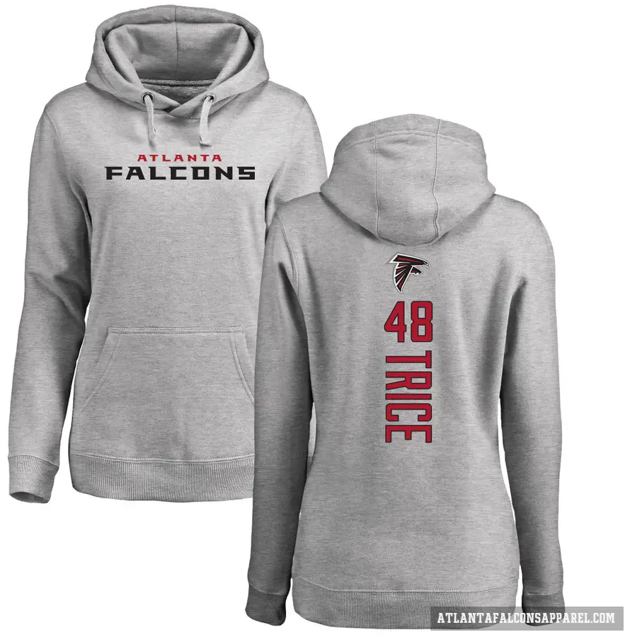 Women's ＃48 Bralen Trice Atlanta Falcons Pro Line Ash Backer Pullover Hoodie