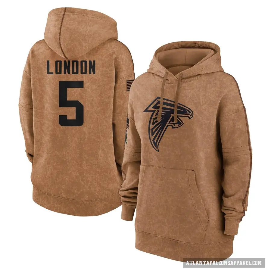 Women's ＃5 Drake London Atlanta Falcons Brown 2023 Salute To Service Pullover Hoodie