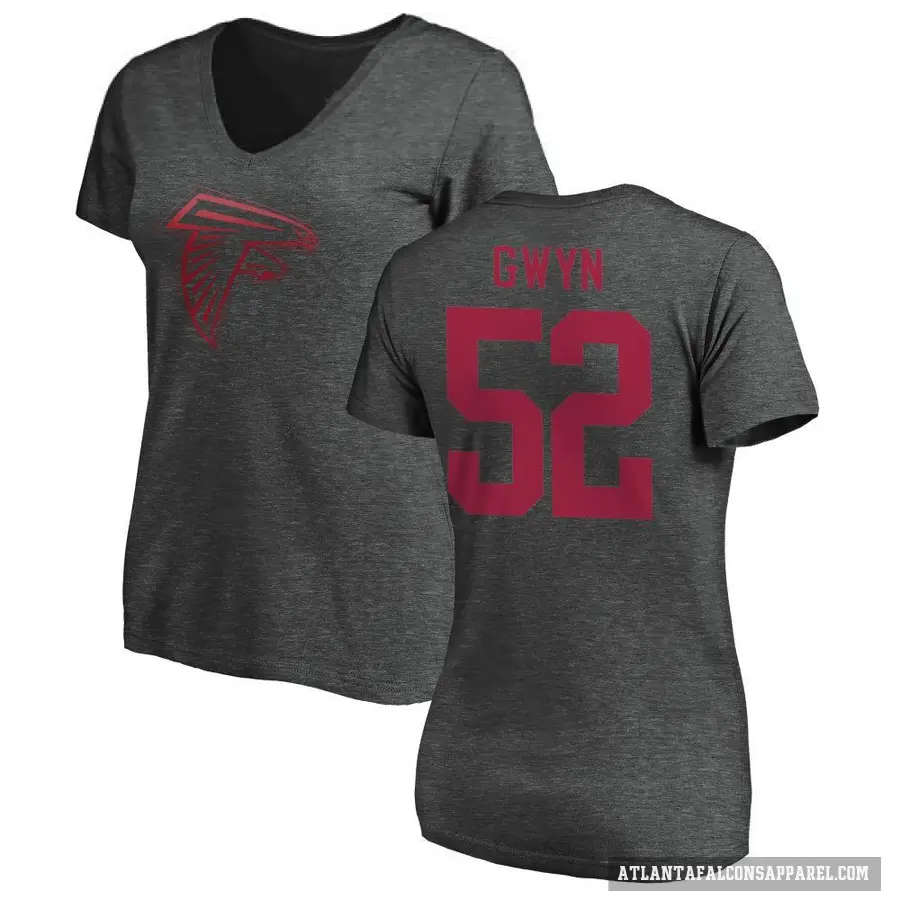 Women's ＃52 Jovaughn Gwyn Atlanta Falcons Ash One Color T-Shirt