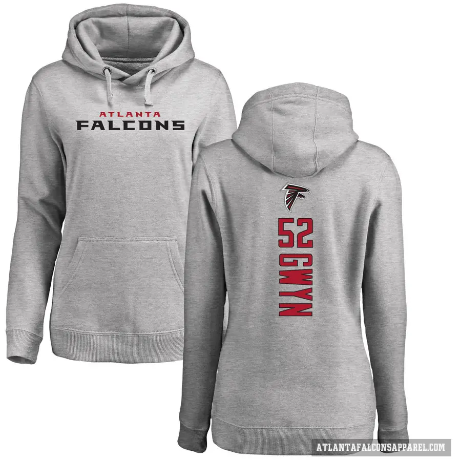 Women's ＃52 Jovaughn Gwyn Atlanta Falcons Pro Line Ash Backer Pullover Hoodie