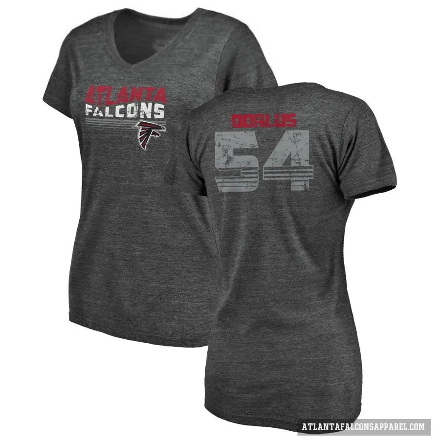 Women's ＃54 Brandon Dorlus Atlanta Falcons Black Retro V-Neck T-Shirt