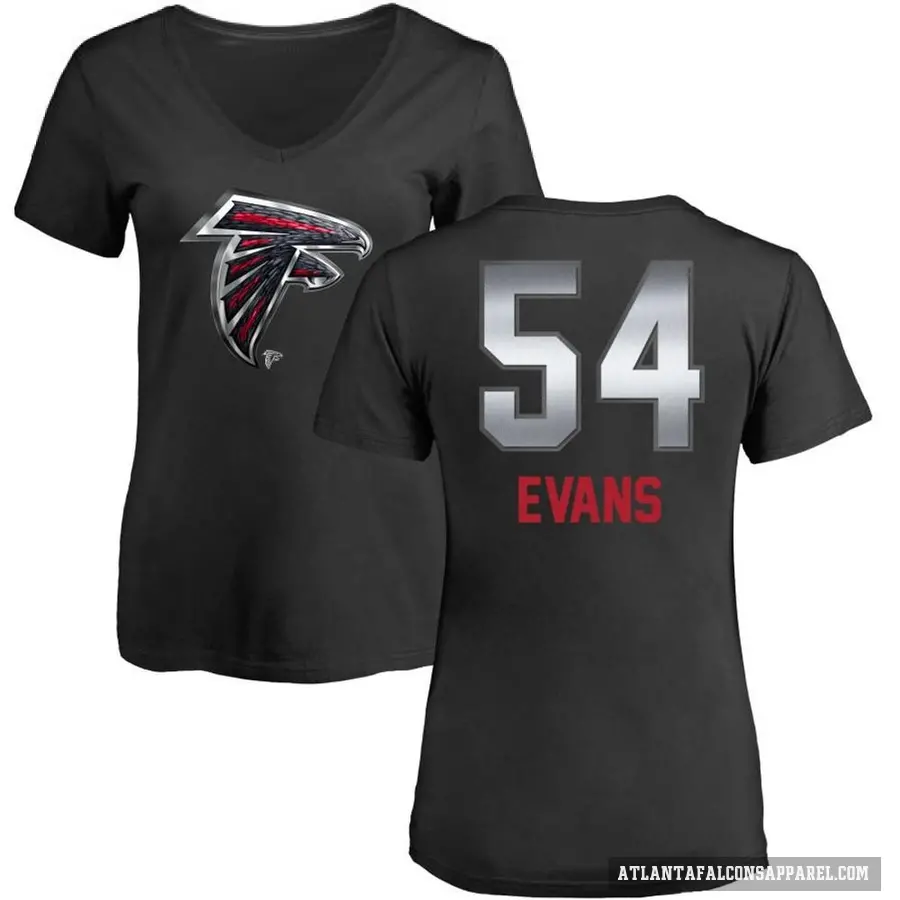 Women's ＃54 Rashaan Evans Atlanta Falcons Black Midnight Mascot T-Shirt