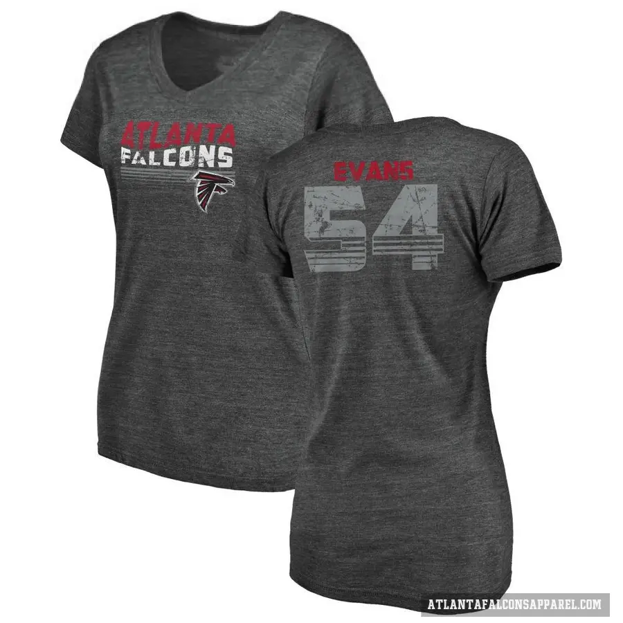 Women's ＃54 Rashaan Evans Atlanta Falcons Black Retro V-Neck T-Shirt