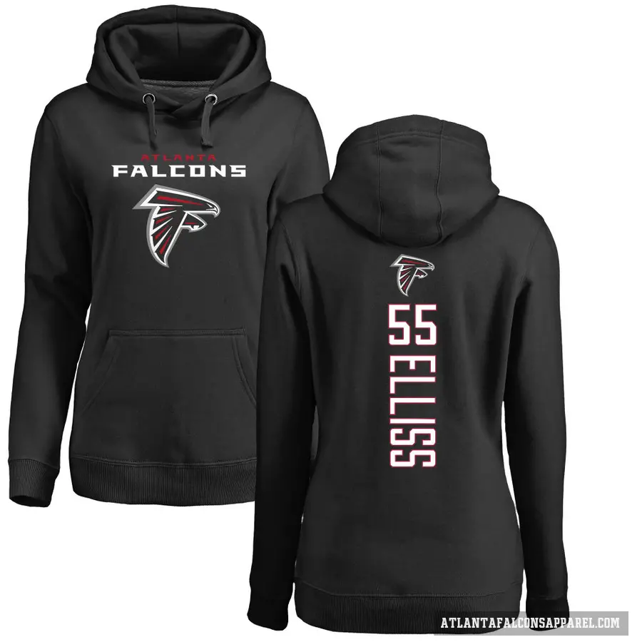 Women's ＃55 Kaden Elliss Atlanta Falcons Black Pro Line Backer Pullover Hoodie