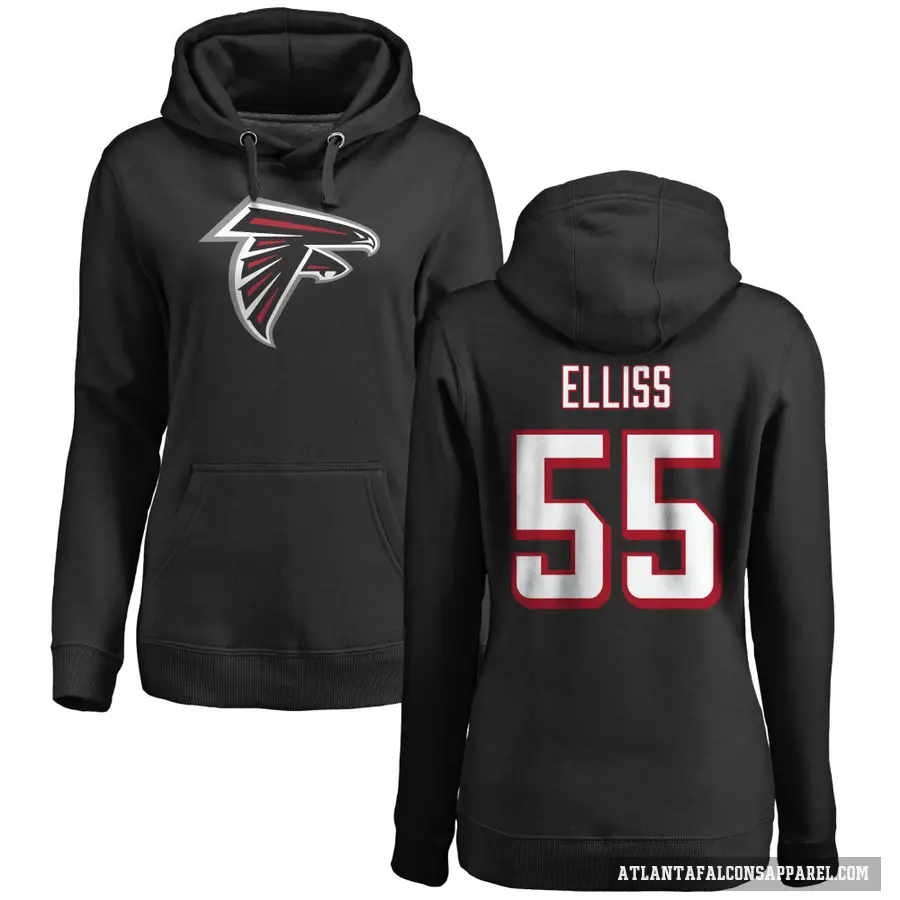 Women's ＃55 Kaden Elliss Atlanta Falcons Black Pro Line Logo Pullover Hoodie