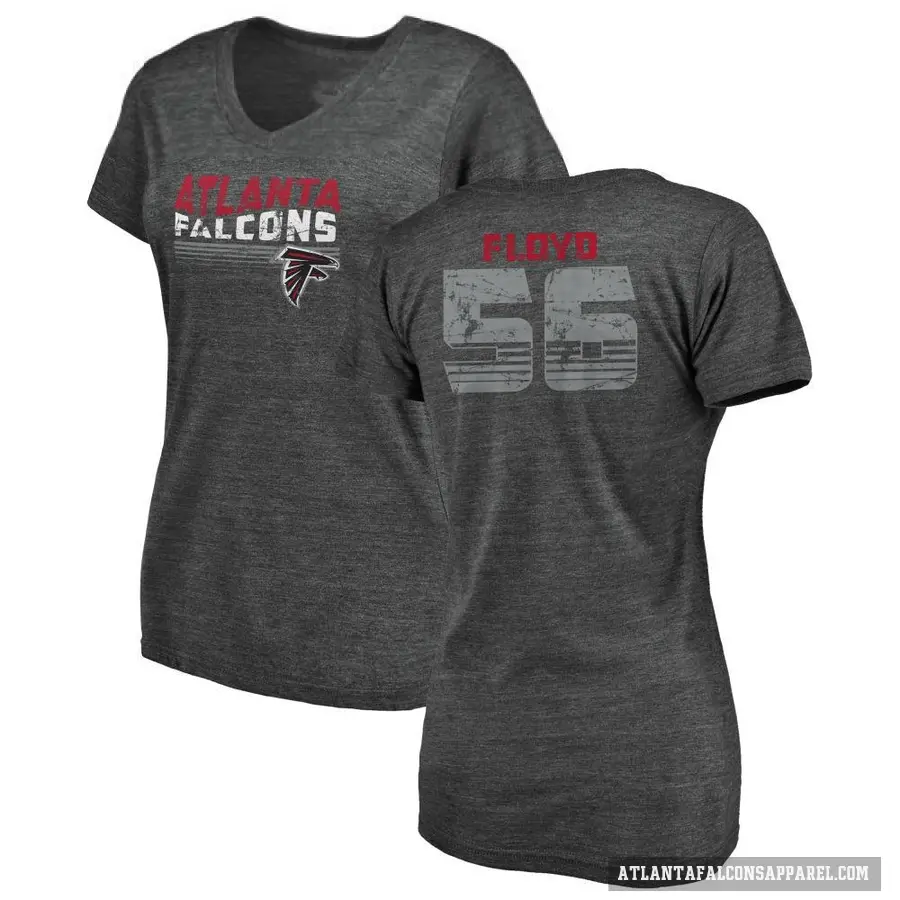 Women's ＃56 Leonard Floyd Atlanta Falcons Black Retro V-Neck T-Shirt