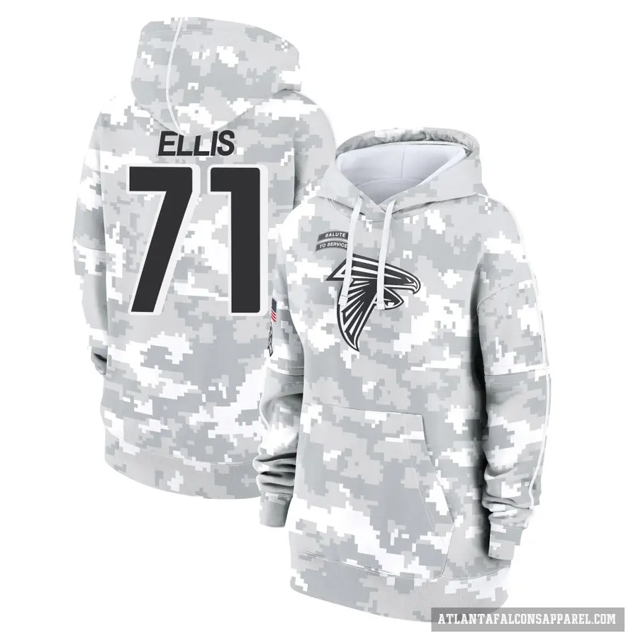Women's ＃71 Justin Ellis Atlanta Falcons Arctic Camo 2024 Salute to Service Club Fleece Pullover Hoodie