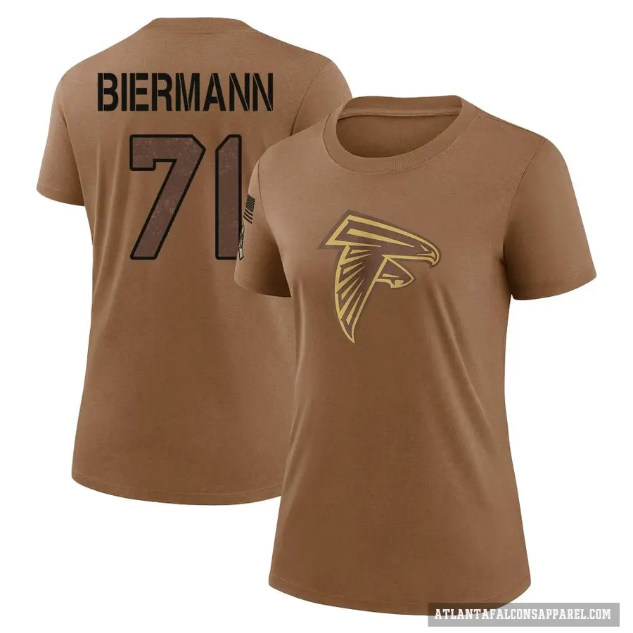 Women's ＃71 Kroy Biermann Atlanta Falcons Brown 2023 Salute To Service Performance T-Shirt