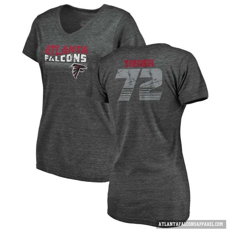 Women's ＃72 Kilian Zierer Atlanta Falcons Black Retro V-Neck T-Shirt