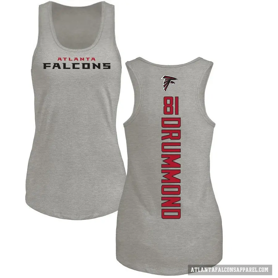 Women's ＃81 Dylan Drummond Atlanta Falcons Ash Backer Tank Top