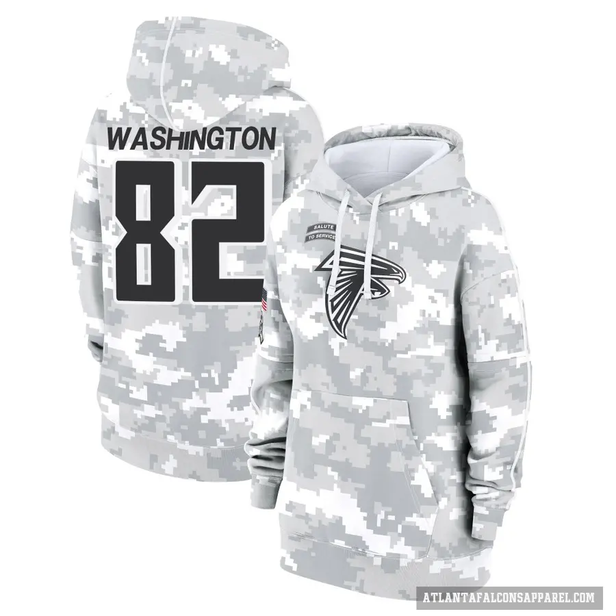 Women's ＃82 Casey Washington Atlanta Falcons Arctic Camo 2024 Salute to Service Club Fleece Pullover Hoodie