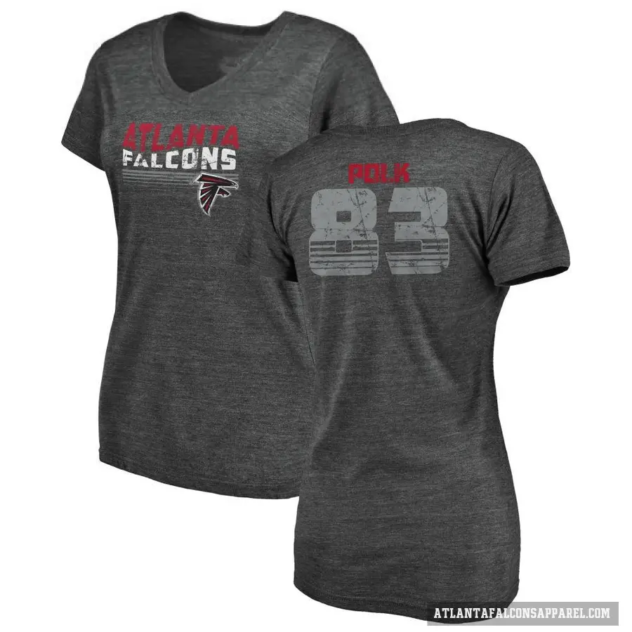 Women's ＃83 Makai Polk Atlanta Falcons Black Retro V-Neck T-Shirt