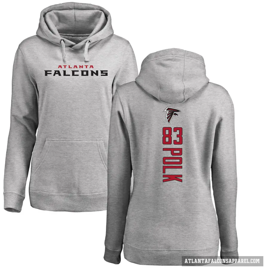 Women's ＃83 Makai Polk Atlanta Falcons Pro Line Ash Backer Pullover Hoodie