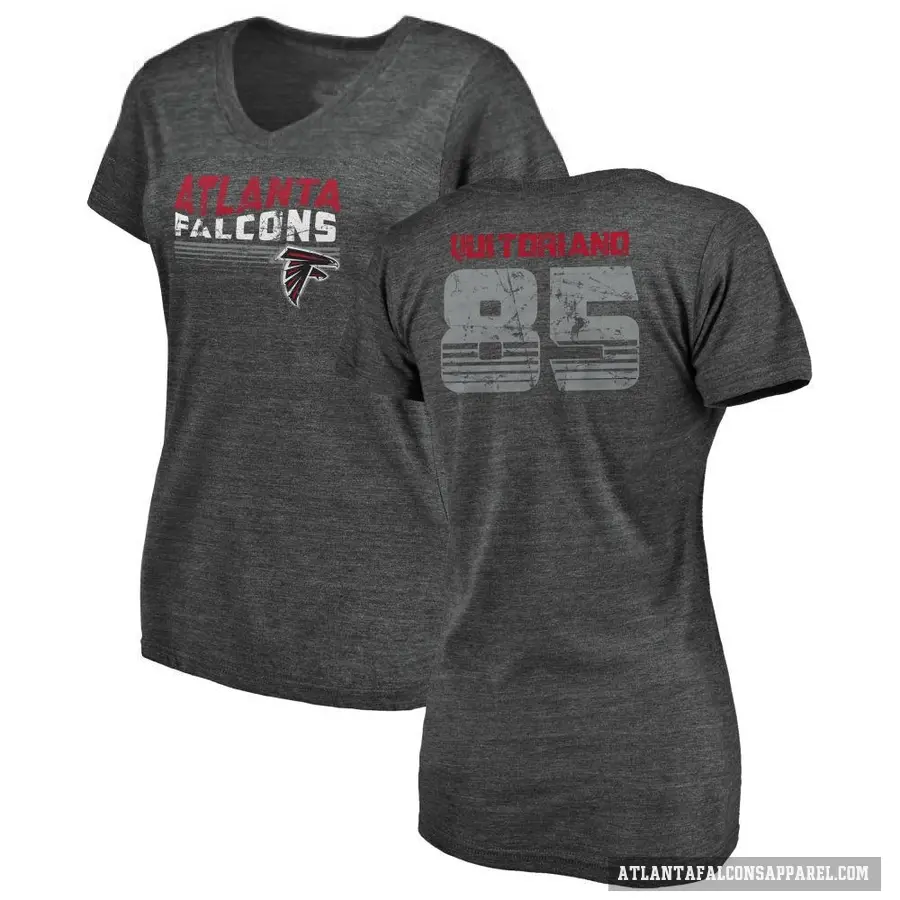 Women's ＃85 Teagan Quitoriano Atlanta Falcons Black Retro V-Neck T-Shirt