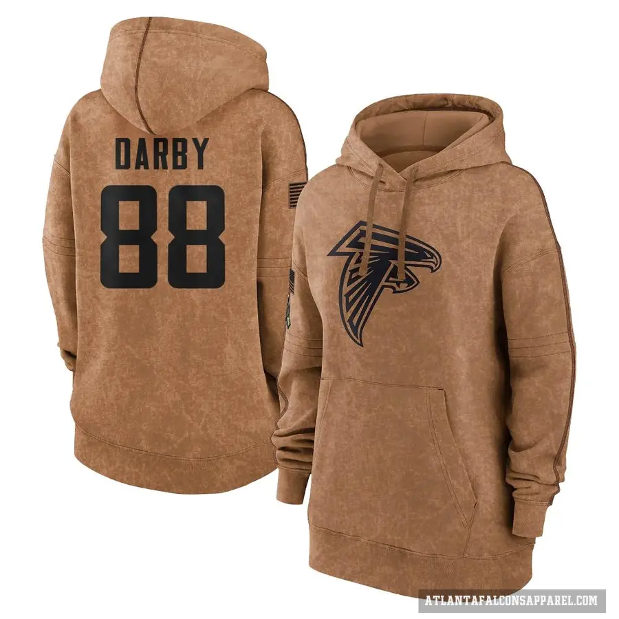 Women's ＃88 Frank Darby Atlanta Falcons Brown 2023 Salute To Service Pullover Hoodie