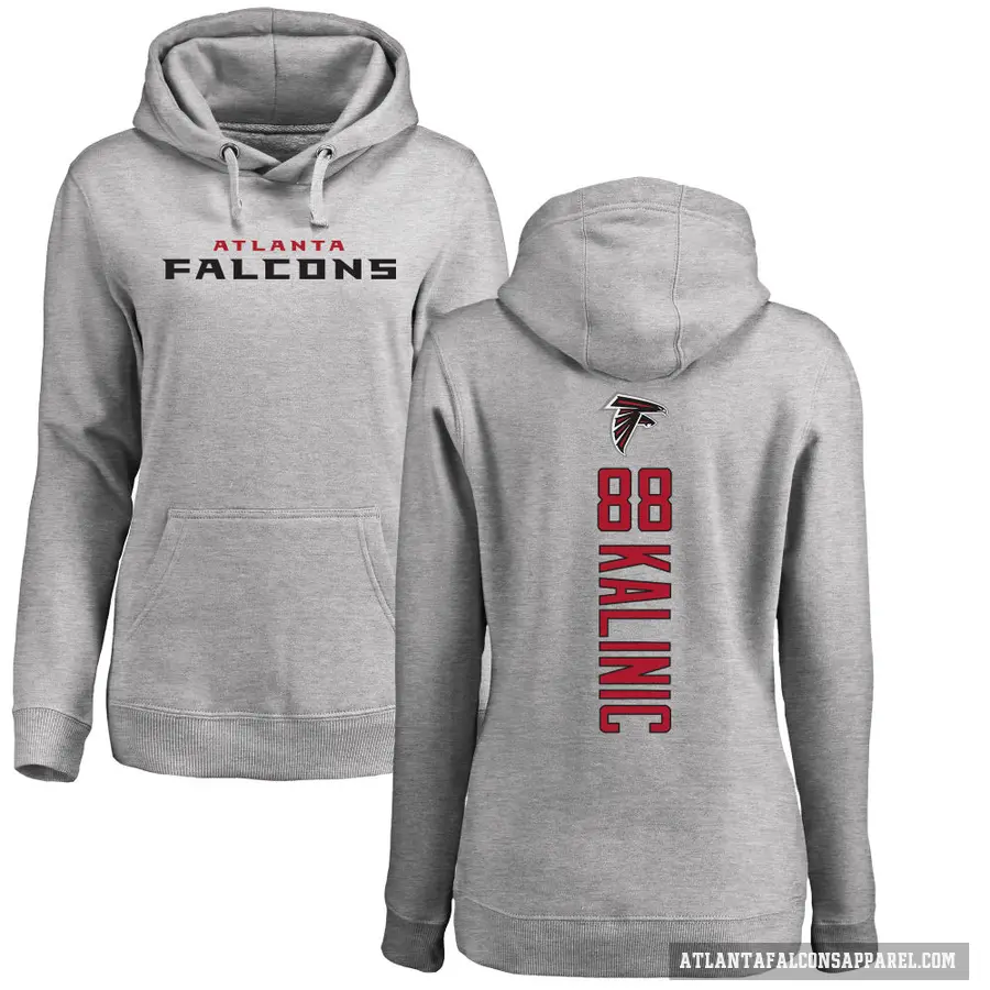 Women's ＃88 Nikola Kalinic Atlanta Falcons Pro Line Ash Backer Pullover Hoodie