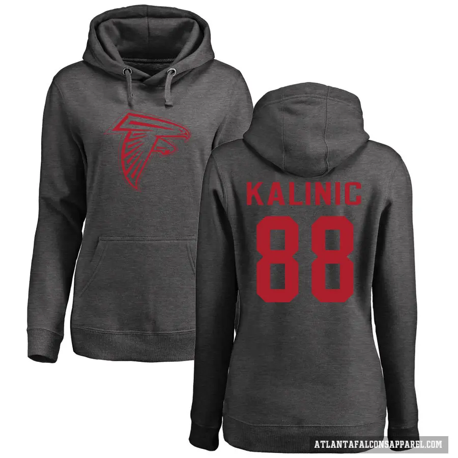 Women's ＃88 Nikola Kalinic Atlanta Falcons Pro Line by Branded Ash One Color Pullover Hoodie