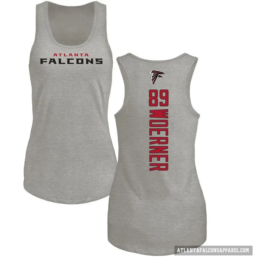 Women's ＃89 Charlie Woerner Atlanta Falcons Ash Backer Tank Top