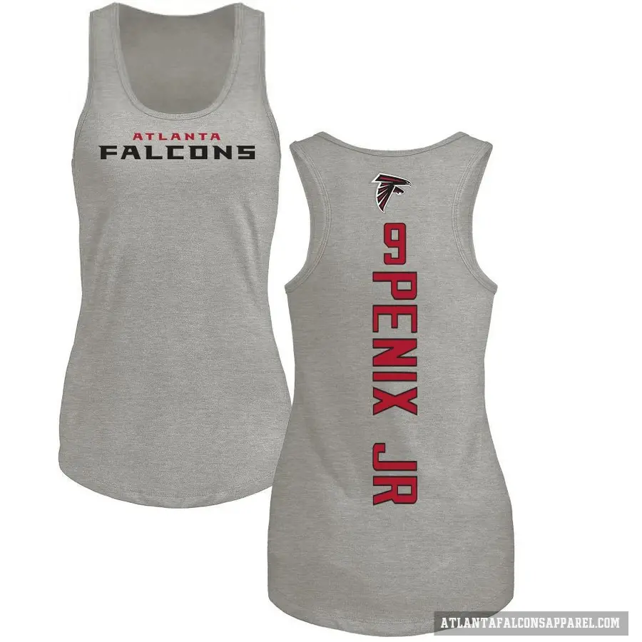 Women's ＃9 Michael Penix Jr. Atlanta Falcons Ash Backer Tank Top