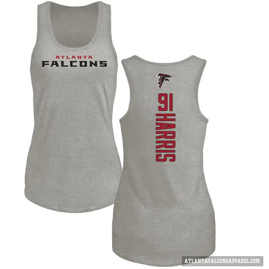 Women's ＃91 Demone Harris Atlanta Falcons Ash Backer Tank Top