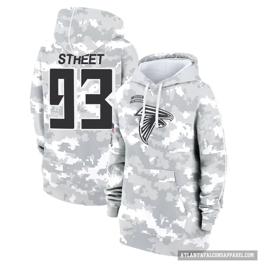 Women's ＃93 Kentavius Street Atlanta Falcons Arctic Camo 2024 Salute to Service Club Fleece Pullover Hoodie