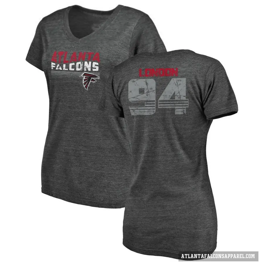 Women's ＃94 LaCale London Atlanta Falcons Black Retro V-Neck T-Shirt