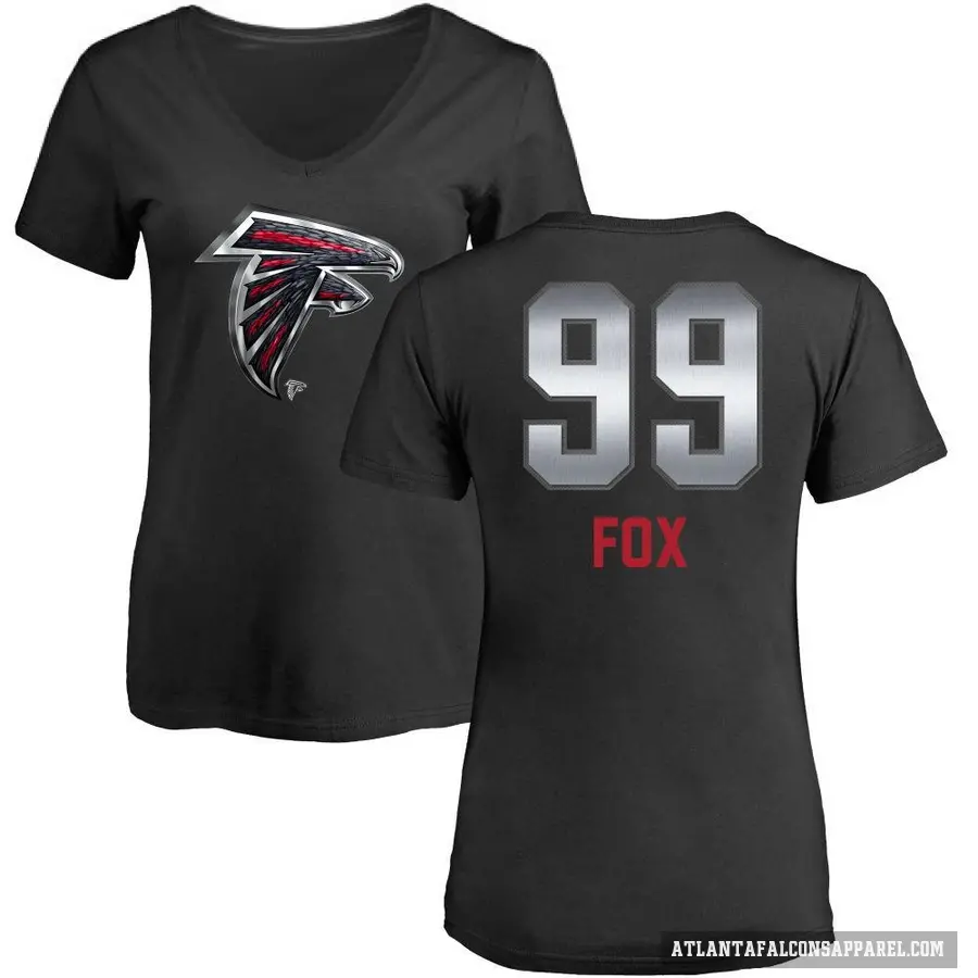 Women's ＃99 Morgan Fox Atlanta Falcons Black Midnight Mascot T-Shirt