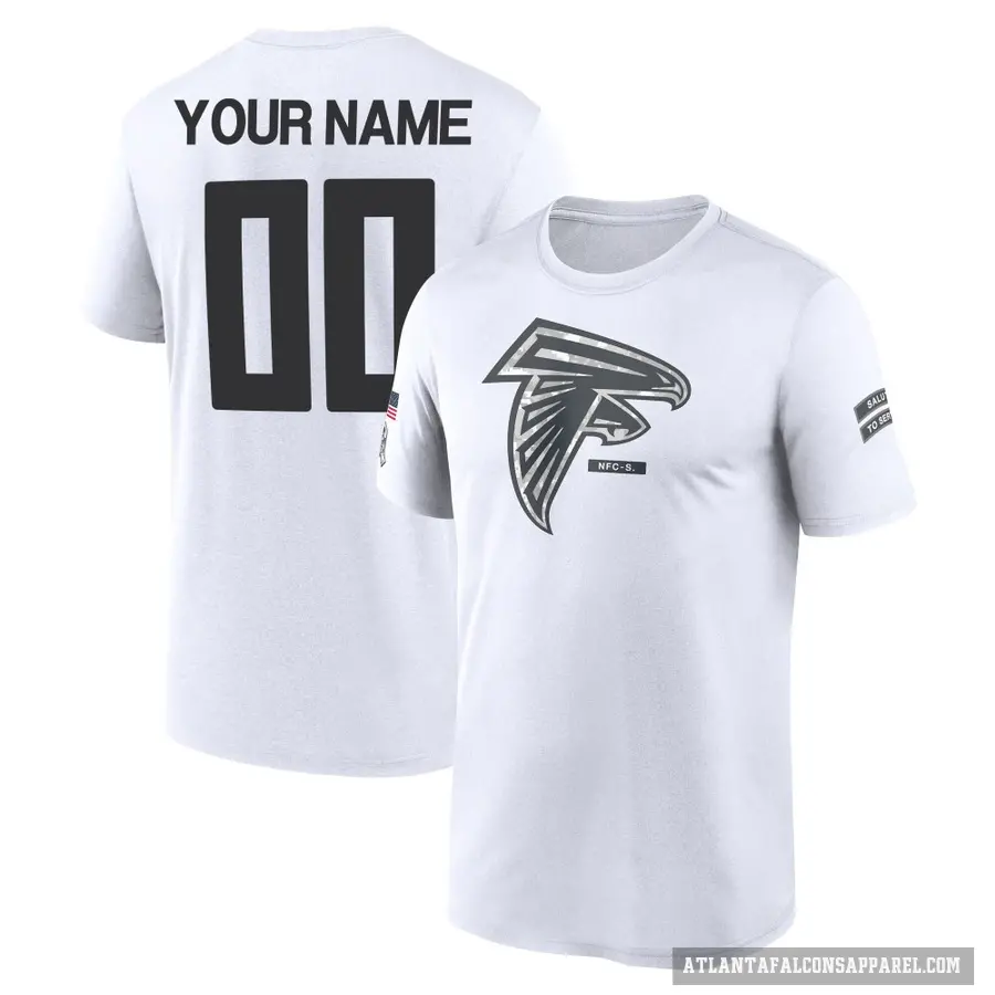 Youth ＃00 Custom Atlanta Falcons White 2024 Salute to Service Performance T-Shirt