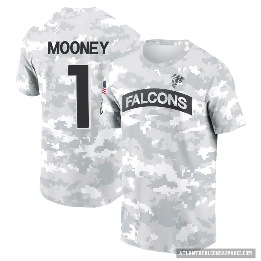 Youth ＃1 Darnell Mooney Atlanta Falcons Camo Arctic 2024 Salute to Service Performance T-Shirt