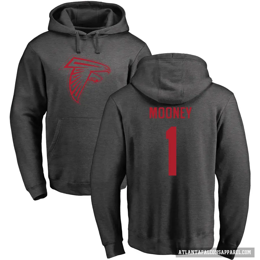 Youth ＃1 Darnell Mooney Atlanta Falcons Pro Line by Branded Ash One Color Pullover Hoodie