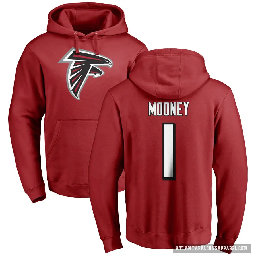 Youth ＃1 Darnell Mooney Atlanta Falcons Red Pro Line Name & Number Logo Pullover Hoodie