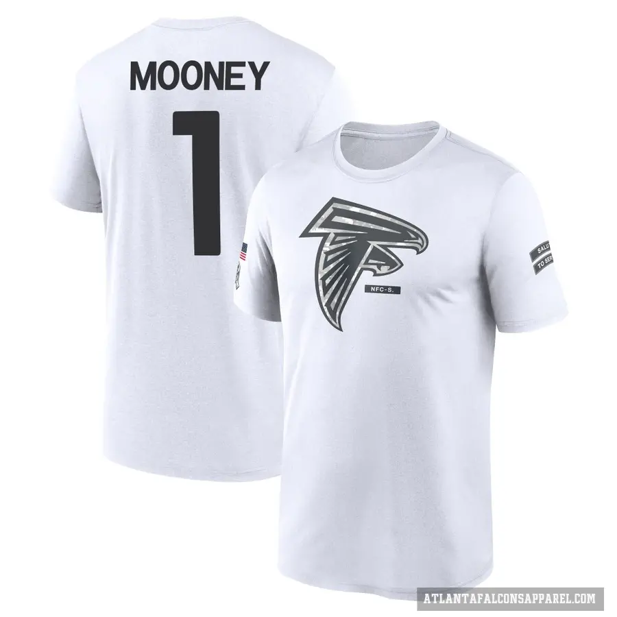 Youth ＃1 Darnell Mooney Atlanta Falcons White 2024 Salute to Service Performance T-Shirt