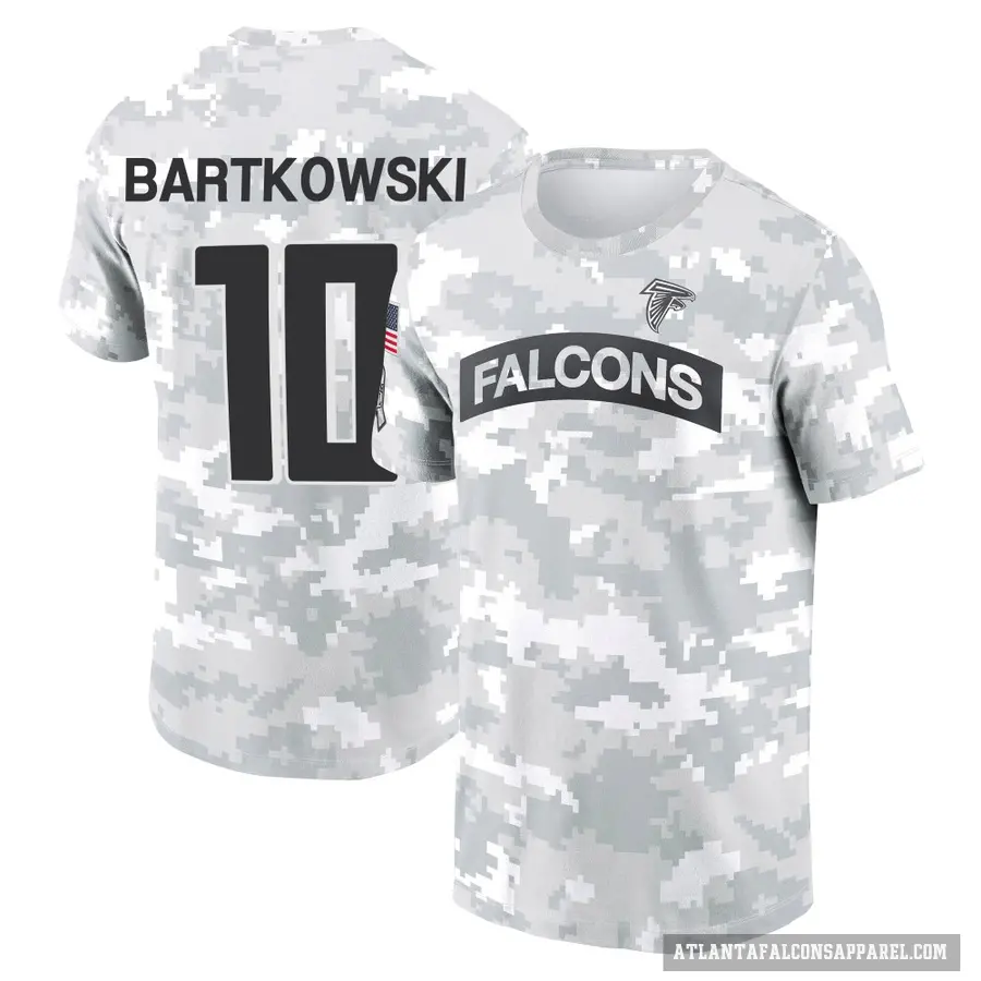 Youth ＃10 Steve Bartkowski Atlanta Falcons Camo Arctic 2024 Salute to Service Performance T-Shirt